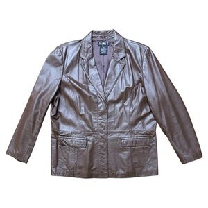 Mix it brand genuine leather brown jacket size 16 W.